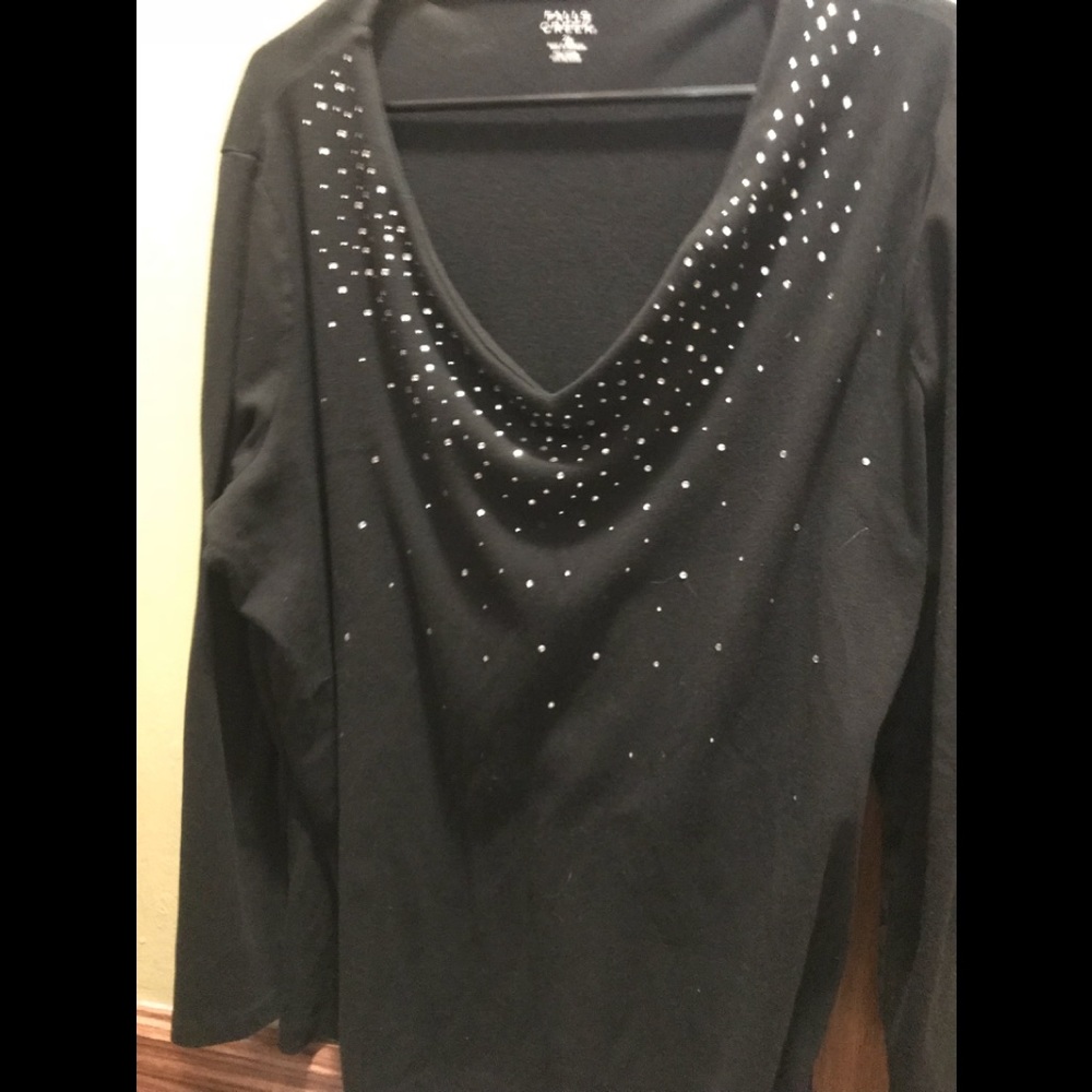 Women’s Black Blouse with Silver Sparkle